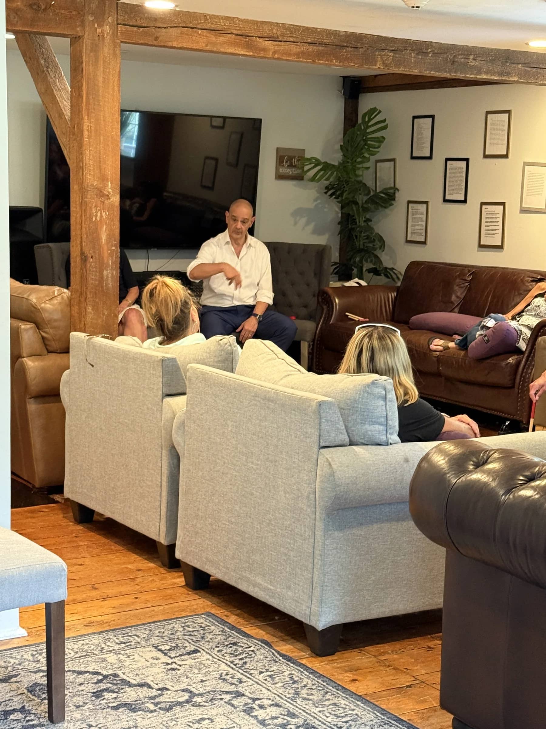 A group session inside Jacob Hill